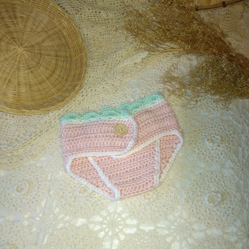 Charming Pink and Mint Crochet Baby Shorts
